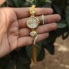 Analog premium golden Female chain watch With 2 Ring