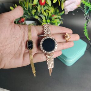 Artificial Jewelery Gift  Set With Rotating ring LED watch and bracelet