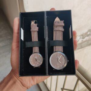 Dark Brown Color Classic Elegant Beige Couple Watch Set – Matching  Watches for Him & Her