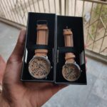 Light Brown Color Classic Skeleton Elegant Beige Couple Watch Set