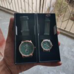 Green Color Modern Essence Elegant Beige Couple Watch Set