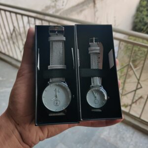 Grey Color Modern Essence Elegant Beige Couple Watch Set