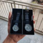 Black color Skeleton Tech Elegant Beige Couple Watch Set