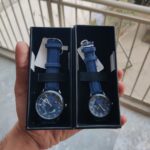 Blue color Skeleton Tech Elegant Beige Couple Watch Set