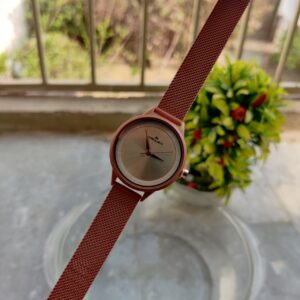 Rose Gold Color Stylish Minimal Dial Waterproof Girls Watch