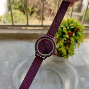 Purple Color Stylish Minimal Dial Waterproof Girls Watch