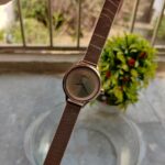 Golden Color Stylish Minimal Dial Waterproof Girls Watch