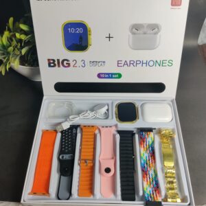 Original i20 Ultra 2 Max Suit Smartwatch with AIIRPODS Pro, Silicone Case, and 7 Straps