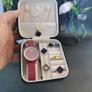 Noir Elegance Collection  Mehroon Color Artificial Jewellery  Eid Gift  set for female 2 rings