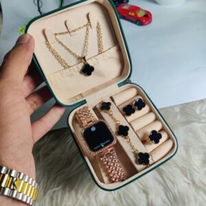 Black Petal Collection Color Artificial Jewelery Gift  Set  With Rotating ring